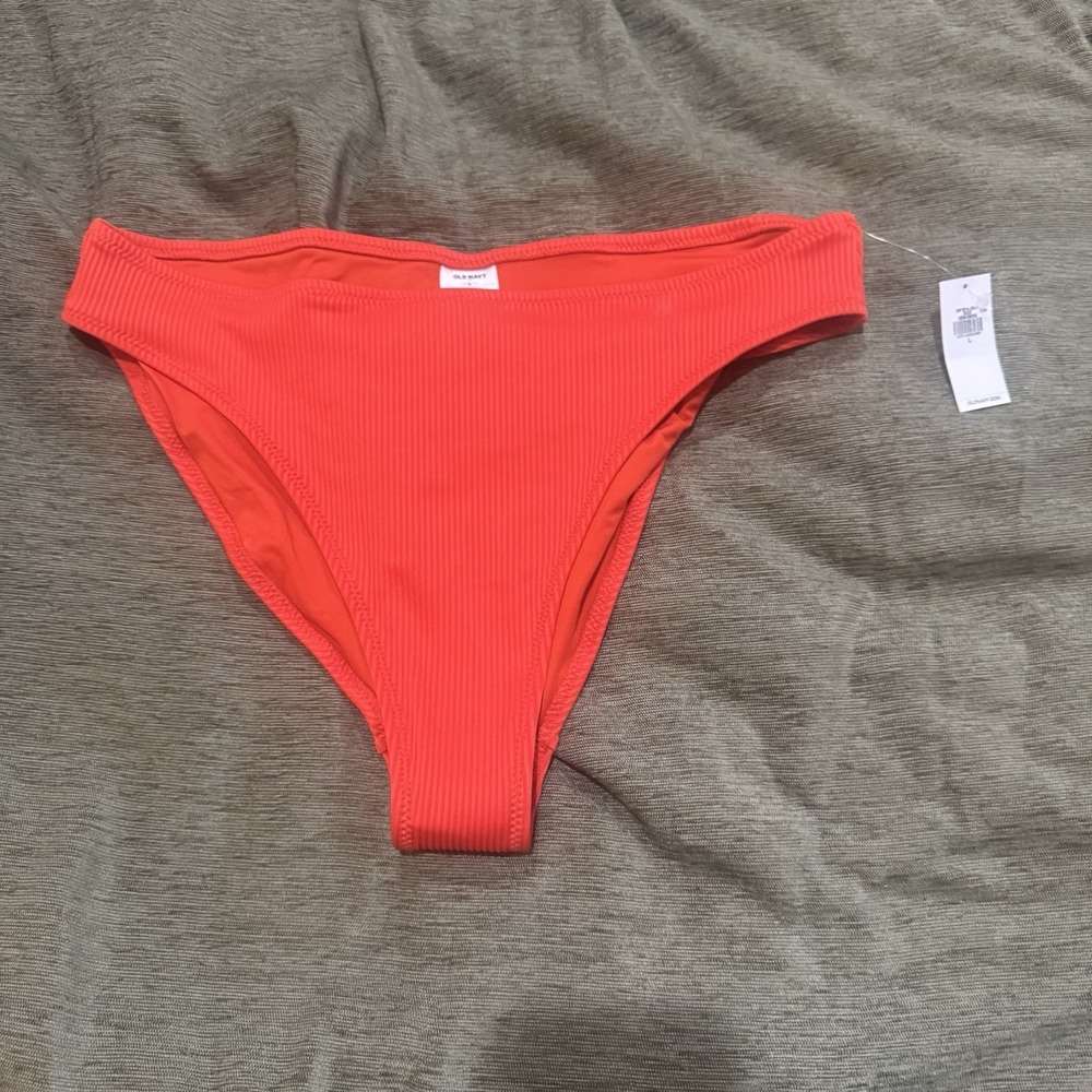 Old Navy Red High-Waisted Ribbed Bikini Bottoms Swim Bottoms Womens Large L NWT